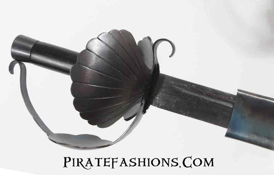 Double Shell Guard Cutlass - Polished Black