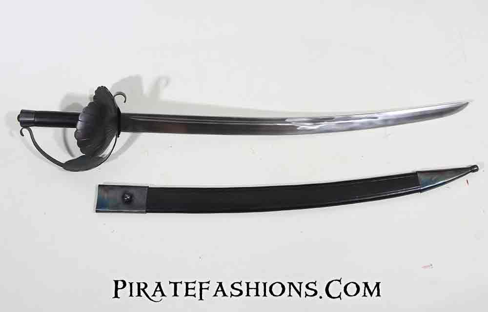Double Shell Guard Cutlass - Polished Black